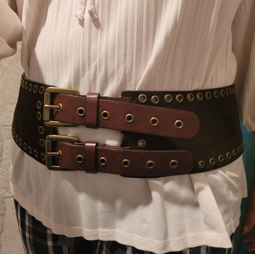 Xl brown leather pirate belt